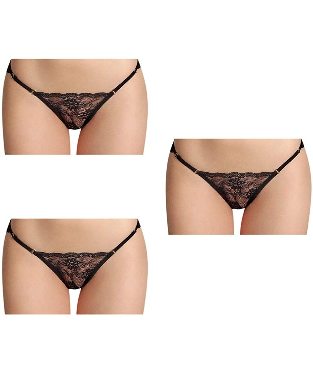 Panties Women Sexy Lingerie Bikini Panties Lace Underwear One Size (1 or 3 Pack) - 3 Pack Black - CF198Z2E507