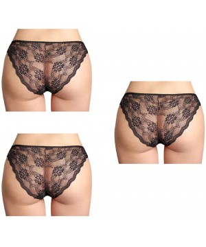 Panties Women Sexy Lingerie Bikini Panties Lace Underwear One Size (1 or 3 Pack) - 3 Pack Black - CF198Z2E507