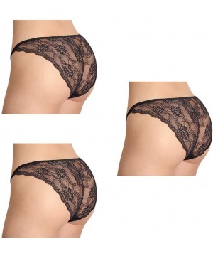 Panties Women Sexy Lingerie Bikini Panties Lace Underwear One Size (1 or 3 Pack) - 3 Pack Black - CF198Z2E507