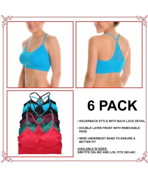 Bras Seamless Racerback Bralette with Back Lace Detail (6-Pack) - CA18C7GDM2T