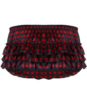 Boxers Men's Shiny Satin Ruffled Bloomer Tiered Skirted Panties Sissy Crossdress Briefs Underwear - Black Polka Dots - CN18KK...