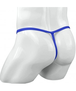 Briefs Mens Ice Silk Sexy Briefs Male Low Waist Bikini Hollow Out See-Through G-Strings Panties - Blue - C51945TZOUU