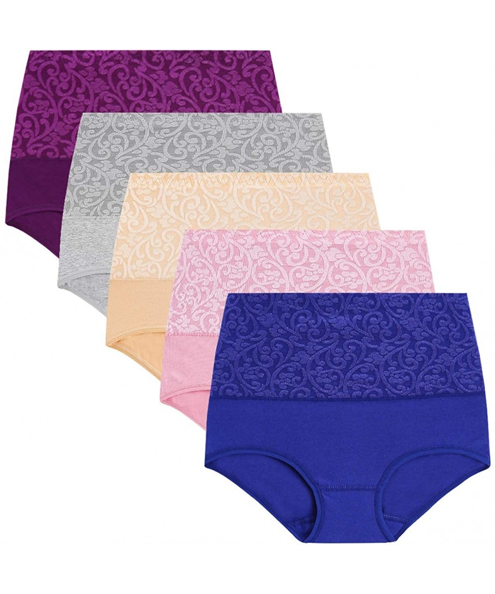 Shapewear Underwear Women High Waist Full Coverage Ladies Briefs Cotton Tummy Control Panties C-Section Recovery (5 Pack) - 5...