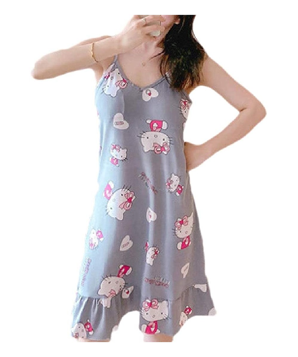 Nightgowns & Sleepshirts Women's Strappy Sleep Dress Printing Sleepwear Sexy Nightgowns - 36 - CA19C5868SZ