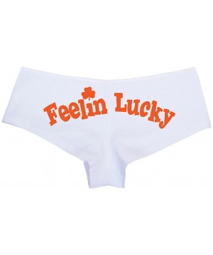 Panties Women's Cute Irish Feeling Lucky Shamrock Boyshort - White/Orange - CP11UPLTIT5