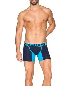 Boxer Briefs Men's Low Rise Short Pouch Boxer Briefs - Navy / Aqua - C418GLSDHTC