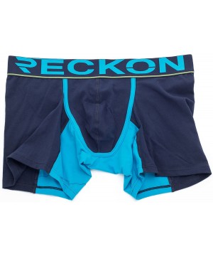 Boxer Briefs Men's Low Rise Short Pouch Boxer Briefs - Navy / Aqua - C418GLSDHTC