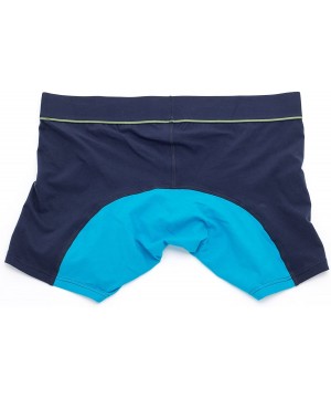 Boxer Briefs Men's Low Rise Short Pouch Boxer Briefs - Navy / Aqua - C418GLSDHTC