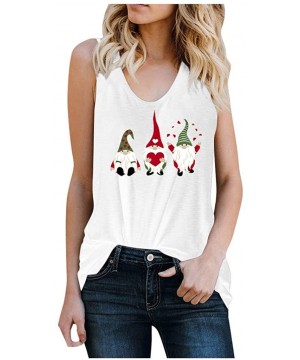 Tops Valentine's Day Vest Women's Print Vest Sleeveless T-Shirt Loose Tank Top - White - CU195H4Z0CT