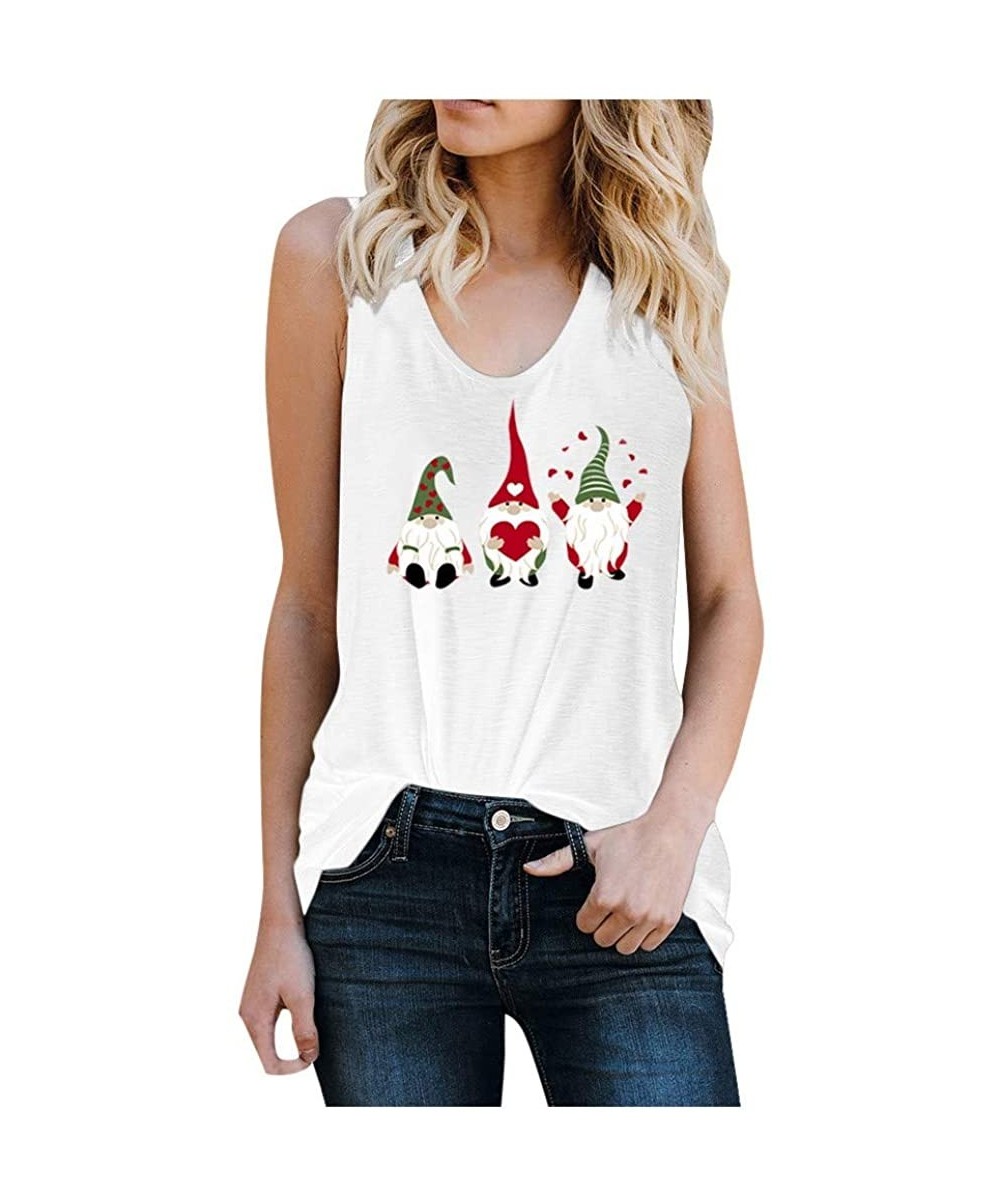 Tops Valentine's Day Vest Women's Print Vest Sleeveless T-Shirt Loose Tank Top - White - CU195H4Z0CT