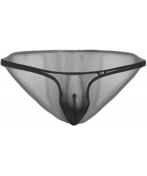 G-Strings & Thongs Men's Mesh See Through Sheer Low Rise Micro Pouch G-String Thong Bikini Underwear - Black - CS18ZDGXW3Z