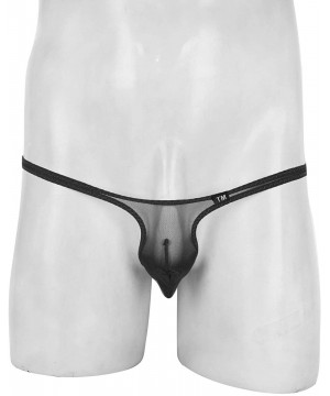 G-Strings & Thongs Men's Mesh See Through Sheer Low Rise Micro Pouch G-String Thong Bikini Underwear - Black - CS18ZDGXW3Z