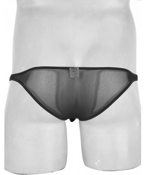 G-Strings & Thongs Men's Mesh See Through Sheer Low Rise Micro Pouch G-String Thong Bikini Underwear - Black - CS18ZDGXW3Z