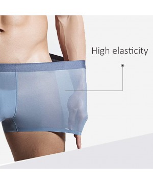 Boxer Briefs Men Sexy Boxer Briefs Ultra Thin Underwear Ice Silk Transparent Underpants - Coffee/Gray/Light Blue - CX18WQLHE2Y