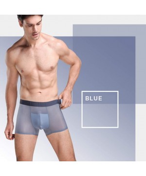 Boxer Briefs Men Sexy Boxer Briefs Ultra Thin Underwear Ice Silk Transparent Underpants - Coffee/Gray/Light Blue - CX18WQLHE2Y