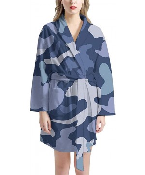 Robes Women Robe Soft Kimono Robes Bathrobe Sleepwear Knee Length Loungewear Home Pajamas - Camo Style 2 - CI198364ROZ