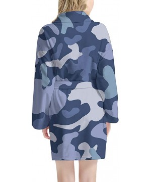 Robes Women Robe Soft Kimono Robes Bathrobe Sleepwear Knee Length Loungewear Home Pajamas - Camo Style 2 - CI198364ROZ