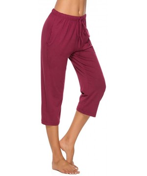 Bottoms Women's Cotton Capri Lounge Sleepwear Pajama Pants WineRed S - CD18UCMQUT3