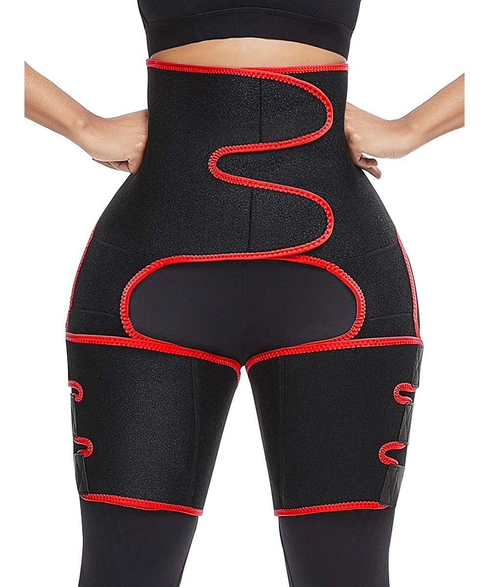 Shapewear Neoprene Thigh Trimmer Waist Trainer Weight Loss Belt Compression Wrap Sciatica Brace Fat Burner Butt Lift - Red - ...