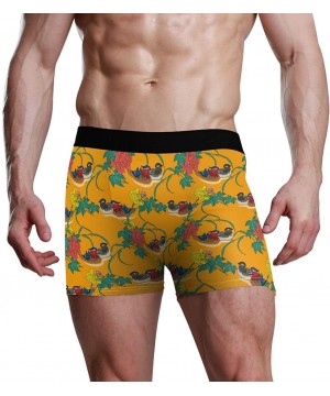 Boxer Briefs Men's Funny Pigs Boxer Briefs Sport Underwear Stretch Trunks - Chinese Mandarin Ducks Peonies - C3193C46Z2L