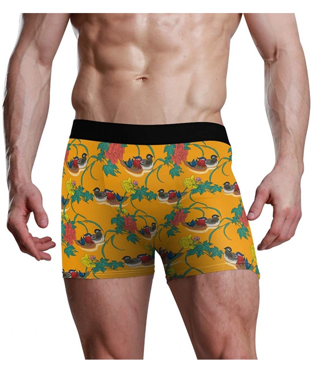 Boxer Briefs Men's Funny Pigs Boxer Briefs Sport Underwear Stretch Trunks - Chinese Mandarin Ducks Peonies - C3193C46Z2L