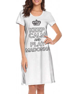 Nightgowns & Sleepshirts Keep-Calm-and-Hate-Madonna- Sexy Nightgowns Long Nightdress Sleepshirts Pajamas for Women Men - Whit...