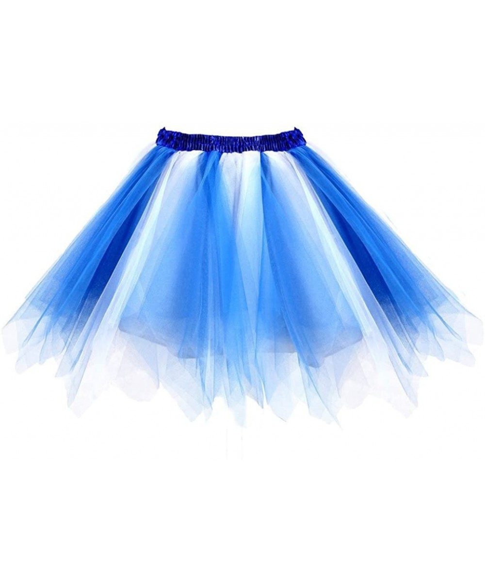 Slips Women's 1950s Vintage Petticoats Bubble Tutu Dance Half Slip Skirt - White Blue - C9188AU3ZM7