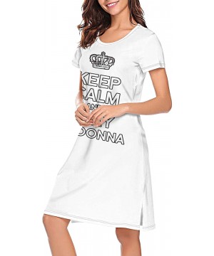 Nightgowns & Sleepshirts Keep-Calm-and-Hate-Madonna- Sexy Nightgowns Long Nightdress Sleepshirts Pajamas for Women Men - Whit...