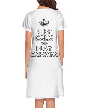 Nightgowns & Sleepshirts Keep-Calm-and-Hate-Madonna- Sexy Nightgowns Long Nightdress Sleepshirts Pajamas for Women Men - Whit...