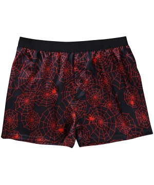 Boxers Men's Shiny Silky Satin Boxers Shorts Summer Loose Sports Lounge Trunks Underwear - Black Spider Web - CN18I88SL2Z