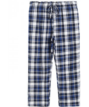 Sleep Sets Men's Cotton Pajama Set Plaid Woven Sleepwear - Blue - CM18KR0ZCTW