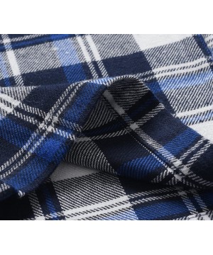 Sleep Sets Men's Cotton Pajama Set Plaid Woven Sleepwear - Blue - CM18KR0ZCTW