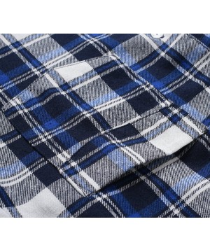 Sleep Sets Men's Cotton Pajama Set Plaid Woven Sleepwear - Blue - CM18KR0ZCTW