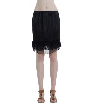 Slips Women's Bubble Lace Half Slip Skirt Extender - Black - C217YEWXXMI