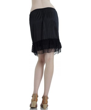 Slips Women's Bubble Lace Half Slip Skirt Extender - Black - C217YEWXXMI