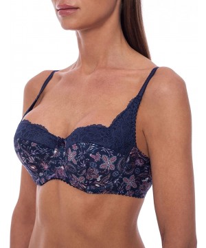 Bras Women's Sexy Push Up Balconette Lace Shelf Bra - Dark Blue - CP18D6NSXMR