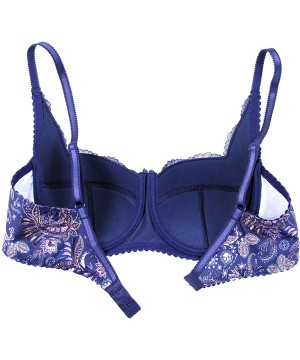 Bras Women's Sexy Push Up Balconette Lace Shelf Bra - Dark Blue - CP18D6NSXMR