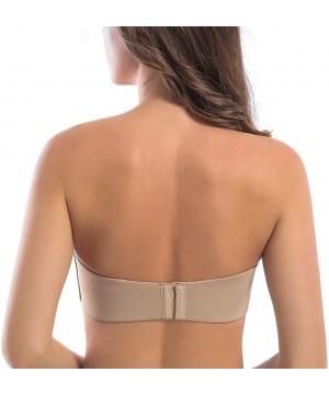 Bras Women's Strapless Bra for Large Bust Minimizer Unlined Bandeau with Underwire - Beige - C018O20WCGU