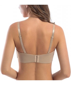 Bras Women's Strapless Bra for Large Bust Minimizer Unlined Bandeau with Underwire - Beige - C018O20WCGU