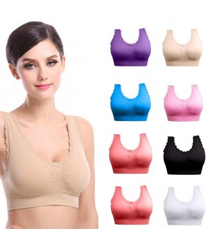 Bustiers & Corsets Ladies Sports Bras Padded Seamless Bras High Impact Support for Yoga Workout Fitness Lingeries - Pink - CF...