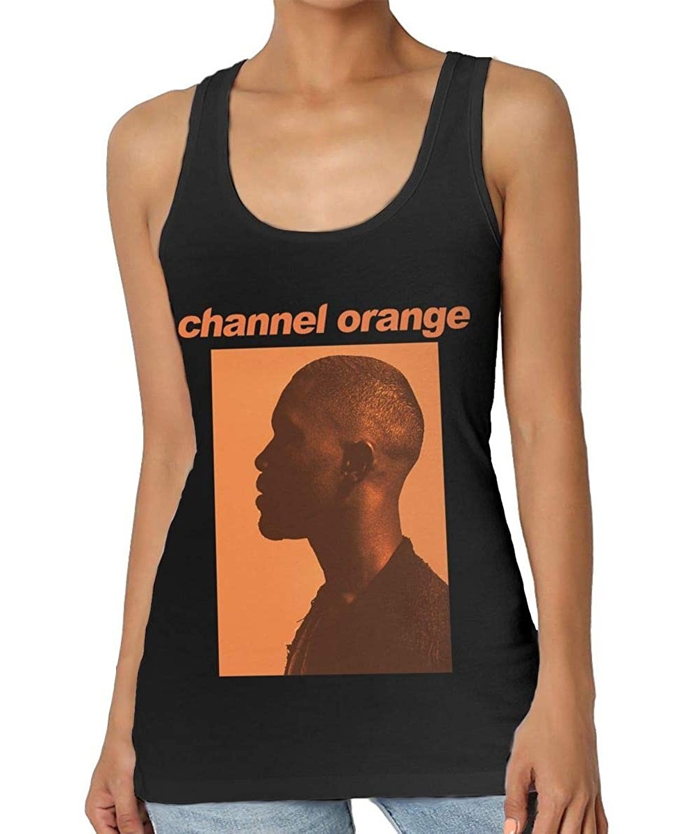 Camisoles & Tanks Frank Ocean Channel Orange Womens Super Soft Camisole Stretch Casual Premium Tank Tops Black - CI19644ZW0C