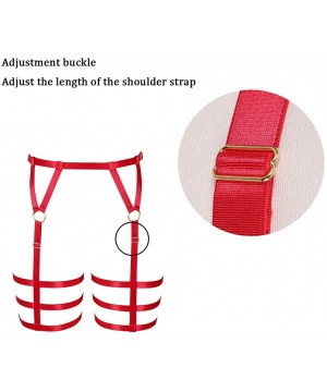 Garters & Garter Belts Women's Harness Garter Belt Punk Leg Waist Straps Lingerie Adjust Thigh Stockings Body - Red - C518R84...