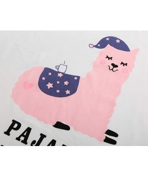 Sets Women Short Sleeve Tee and Shorts Pajama Set Cute Alpaca Print Sleepwear - Pink - C618H8AXNT5