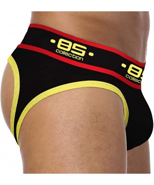 G-Strings & Thongs Men's Jockstrap Thong Underwear Cotton Jock Strap - Black - CQ19DG2YEDM