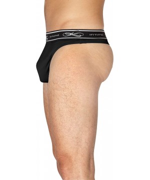 G-Strings & Thongs Mens Exposed Elastic Silk Thong - Black - CS18K7S70YS