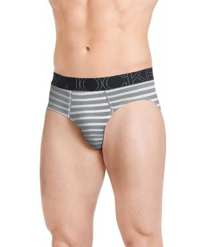 Briefs Men's Underwear ActiveBlend Brief - 5 Pack - Grey Stripe/Rough Blue/Racing Red/Navy/Navy - C018NXYZHE3