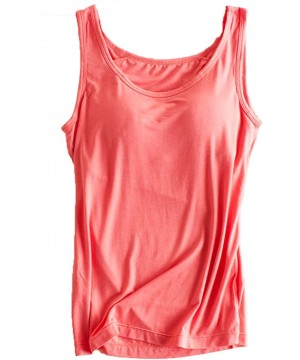 Camisoles & Tanks Womens Modal Built-in Bra Padded Active Strap Camisole Tanks Tops - 59 Red - CO18RYG36Y6