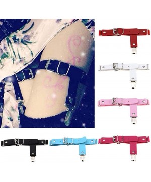 Garters & Garter Belts Women Girl Leather Garters Punk Gothic Rock Leg Elastic Garter Leg Ring Anti-Slip Cosplay Harness 2pcs...