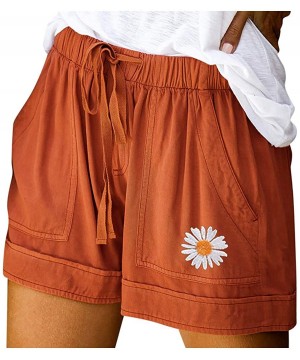 Bottoms Comfy Drawstring Women Plus Shorts Elastic Waist - C Orange - CO190WRLCQK