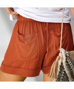 Bottoms Comfy Drawstring Women Plus Shorts Elastic Waist - C Orange - CO190WRLCQK